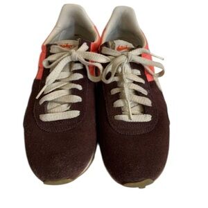 NIKE Pre Montreal Racer Shoes 555258-603 Burgundy Suede Hyper Orange Sz 8 Women